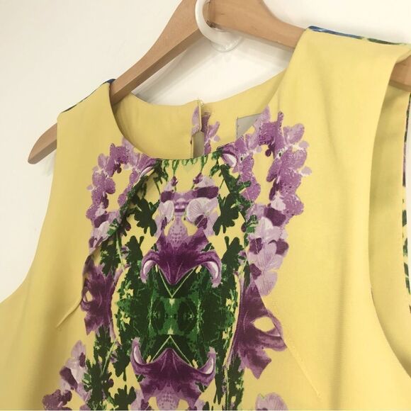 ASOS Yellow Botanical Mirror Print Sleeveless Blouse - Picture 9 of 12